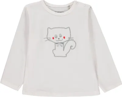 Produktbild von Babybluse mit weißem Katzenprint von Kanz