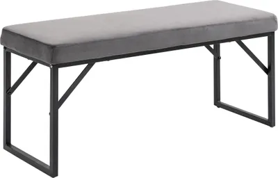 Produktbild von HOMCOM Sitzbank, Polsterbank, Bettbank in Samtoptik, Schminkbank Flurbank für Wohnzimmer, Schlafzimmer, bis 200 kg Belastbar, Stahl, Dunkelgrau, 100 x 35 x 47 cm