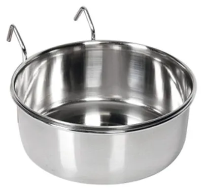 Immagine prodotto di Ciotola pensile in acciaio inox Karlie - Ciotola per roditori - M - Acciaio inox - Argento - 600 ml - Diametro 12 cm