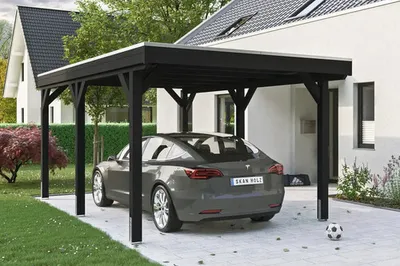 Produktbild von Einzelcarport SKAN HOLZ Grunewald inkl. Pfostenanker 321 x 554 cm anthrazit