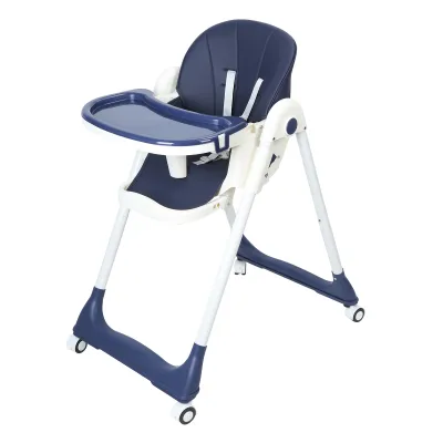 Produktbild von Klappbarer Babyhochstuhl mit Feststellrädern, höhenverstellbarer Kleinkind-Fütterungsstuhl mit abnehmbarem Tablett, multifunktionaler Kinderhochstuhl-Sitzerhöhungssitz mit Sicherheitsgurt