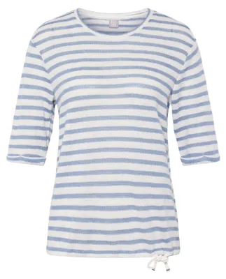 Produktbild von RABE Damen T-Shirt Hellblau Größe 36, klassisches Streifenmuster, Rundhalsausschnitt, 1/2-Ärmel