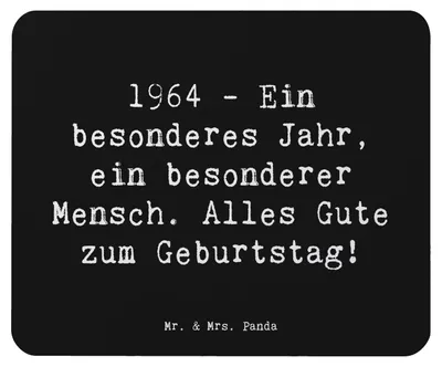 Produktbild von Mr. & Mrs. Panda Mauspad Spruch 1964 Geburtstag - Schwarz - Geschenk, Glückwunsch, Mousepad, Charme, mausteppich, Happy Birthday, Dankbarkeit, besondere Momente, laptop