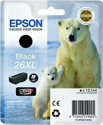 Immagine prodotto di Epson 26XL Sort 500 sider Blæk C13T26214012