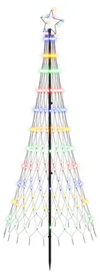 Image de Arbre de Noël LED, 180 cm, 230 LED, multicolore, en fer, de couleur noire
