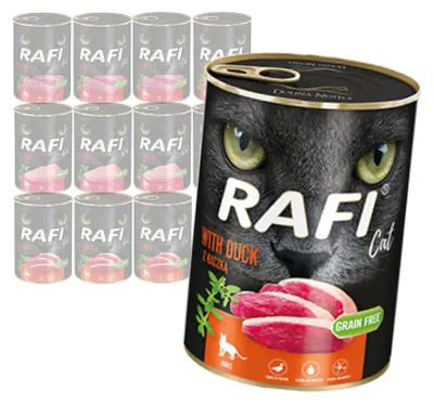Zdjęcie produktu dla Rafi Cat Adult Bezzbożowa Mokra Karma Dla Kota Mix Smaków 12x400g Kaczka Indyk Cielęcina