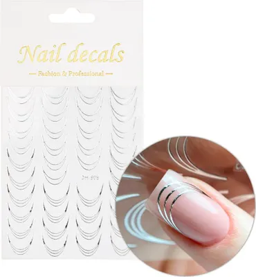 Image de Stickers autocollants pour ongles / French / French Smile Line 39 pcs. argent DH-808