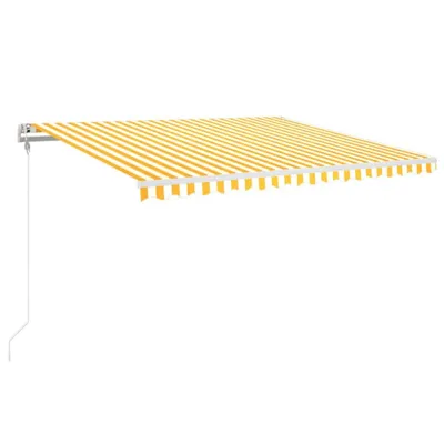 Zdjęcie produktu dla vidaXL Automatyczna markiza ze składanym ramieniem 450x350 cm Żółto-biała