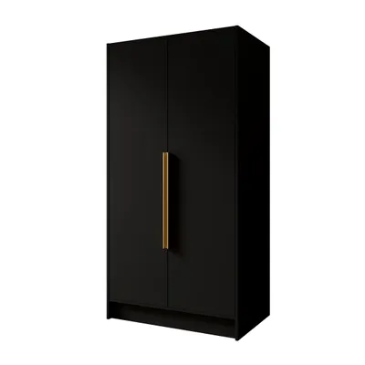 Produktbild von Kleiderschrank Goya I 100 cm (schwarz, goldene Griffe)