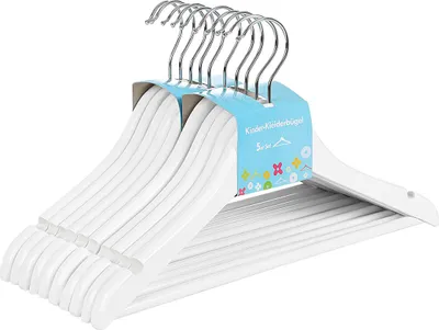 Produktbild von Hoppa! | Kinder Kleiderhänger | 10 Stück - 35 x 20 cm - Weiß - Ahornholz