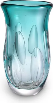 Produktbild von Casa Padrino Luxus Deko Glasvase Türkis 20 x 13 x H. 30 cm - Elegante Blumenvase aus mundgeblasenem Glas - Deko Accessoires