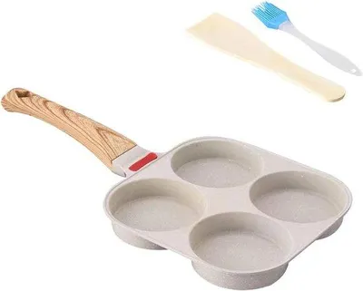 Produktbild von Famanu Eierpfanne 4-Fach - Pfanne für pochierte Eier, antihaftbeschichtet, für Induktion und Gasherd - Weiß