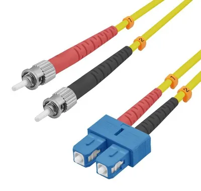Produktbild von helos LWL Patchkabel SC/ST Duplex 9/125µm OS2 gelb 5,0m