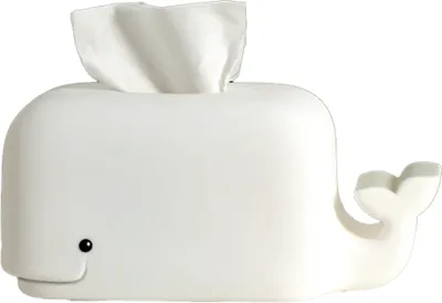 Produktbild von Whale Tissue Box Taschentuchbox mit Handyhalter, Tücherbox Kosmetiktücherbox Taschentuchspender Ornament Handwerk,(Weiß)