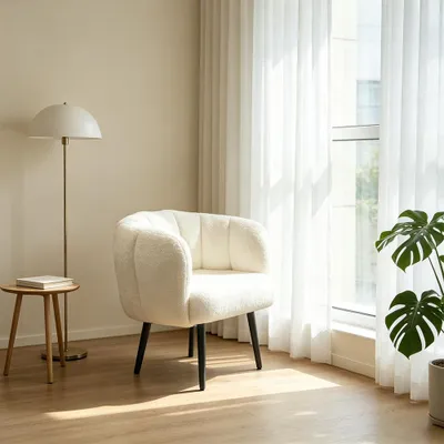 Produktbild von Einzelsofa, Schminkstuhl, Sofasessel, Loungesessel Weiß 【ZH-8127】