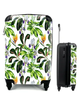 Produktbild von MuchoWow® Koffer Handgepäck Trolley Rollkoffer Kleine Reisekoffer mit 4 Rollen - Paradiesvogelpflanze - Blätter - Grün - Cabin Size < 55x40x23 cm & 55x40x20 cm - Fotokoffer - Kabinenkoffer - Boardgepäck - Reise-Box - Reisekoffer - Reisegepäck - Koffer mit Bild - Trolley für Kinder