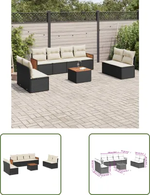 Produktbild von The Living Store 9-tlg. Garten-Sofagarnitur mit Kissen Schwarz Poly Rattan