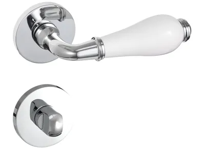 A door handle set with a separate escutcheon plate, shown against a white background.