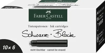 Produktbild von Faber-Castell 185507 Tintenpatronen-Set mit 6 Stück - Set mit 10 Stück - Schwarz - Standard - Blau, radierbar