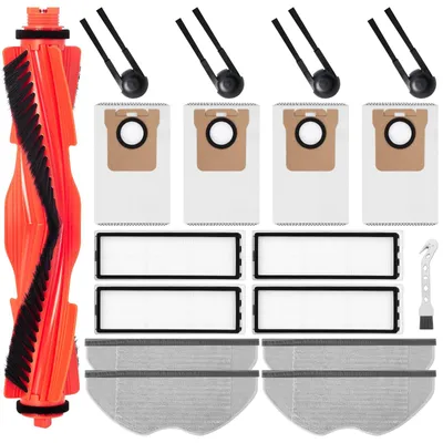 Zubehörset für Roboterstaubsauger, 1 Hauptbürste, 4 HEPA-Filter, 4 Wischtücher