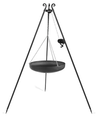 Zdjęcie produktu dla Wok na trójnogu 180 cm COOK KING z kołowrotkiem i wokiem 70 cm ze stali naturalnej