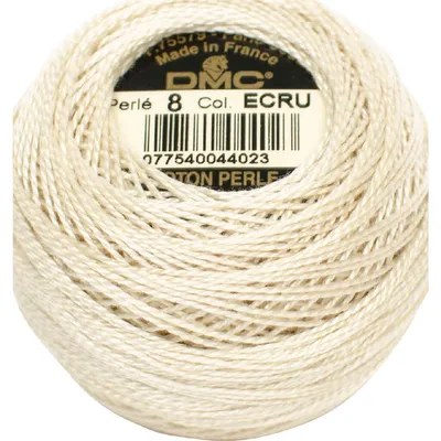 Productafbeelding van DMC, bolletje garen met pareltextuur, sterkte 8, 10 gram, kleur 116a/8-ecru