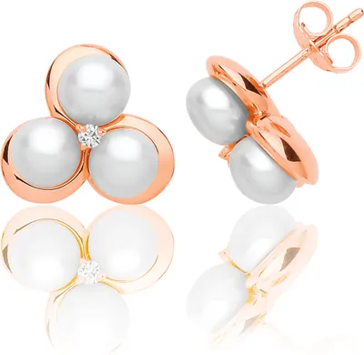 Image de Boucles d'Oreilles Femme Argent fin 925 avec Oxyde de Zirconium, Perle d'eau douce - 7 Grammes; TRS30410