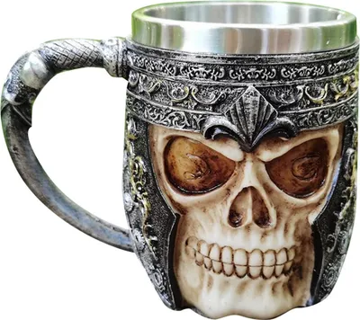 Produktbild von 2-lagiger Totenkopf-Bierkrug, stabil, robust, modisch, dekorativ, verschleißfest, Skelett-Wasserbecher aus Edelstahl, 501–600 ml