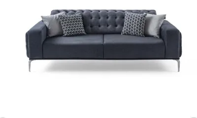 Image de Canapé Chesterfield Grauer, modèle 3 places, pour salon, revêtement textile
