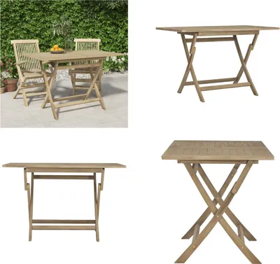 Obrázek produktu pro vidaXL Skládací zahradní stůl šedý 120x70x75 cm teakový masiv - Skládací zahradní stůl - Skládací zahradní stoly - Zahradní stůl - Venkovní stůl