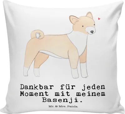 Produktbild von Mr. & Mrs. Panda kissen für sofa Basenji Moment - Weiß - Geschenk, Kuschelkissen, Deko, Sofakissen, Kleines, Kongo-Terrier, Dekokissen
