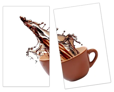 Produktbild von Spritzschutz Herdabdeckplatte Schneidebrett aus Glas Kaffeesplash 2-Teilig (60x52cm)