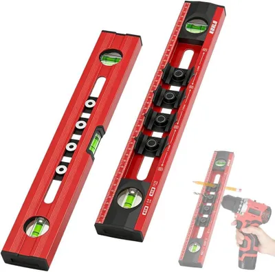 Obrázek produktu pro Vodováha Elektrikář 40 cm Vodováha s vrtacími šablonami Hliníková měřicí vodováha