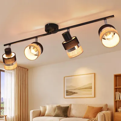 Produktbild von ZMH LED Deckenstrahler Deckenlampe Schwarz 4 Flammig E14 Deckenspots drehbar 350° Küchenlampe Vintage Metall Spotleuchte für Flur Wohnzimmer