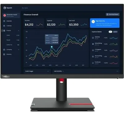 Produktbild von Lenovo ThinkVision T22i-30 Monitor, 54,6 cm (21.5"), 1920 x 1080 Pixel, Full HD, LED, 6 ms, Schwarz
