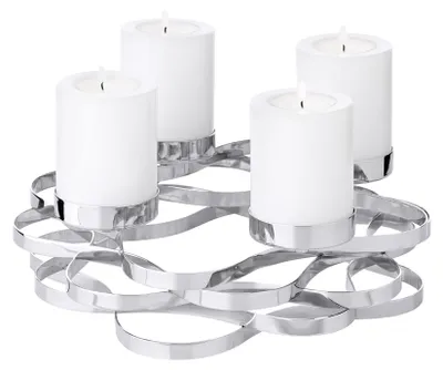 Adventskranz Alita Ø 25 cm, vernickelt, für Stumpenkerzen