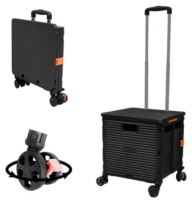 Obrázek produktu pro Skládací nákupní vozík s 4 otočnými kolečky