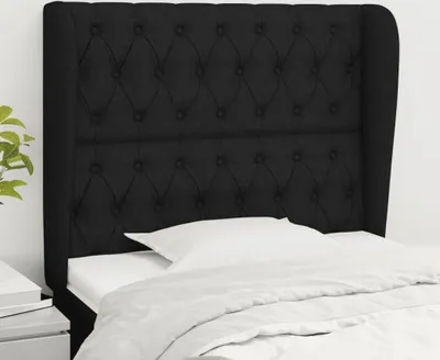 Produktbild von vidaXL Kopfteil mit Ohren Schwarz 103x23x118/128 cm Stoff - Kopfteil - Kopfteile - Bett-Kopfteil - Bettkopfteil