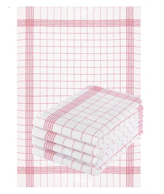 Produktbild von Betz 5 Stück Geschirrtücher 50 x 70 cm Halbleinen Karo MCT-11 Gläsertücher Küchentücher Farbe: rot