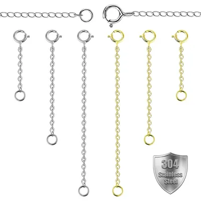 Produktbild von 6 Stück Kettenverlängerung Silber Ketten Verlänger Schmuck Verlängerungen Für Halsketten Halskettenverlängerung Extender Edelstahl Kettenverlängerung Für DIY Schmuckherstellung