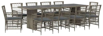 Immagine prodotto di vidaXL Set da pranzo da esterno, 11 pezzi, grigio, rattan sintetico