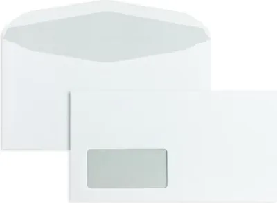 Produktbild von Kuvertierhüllen 125x235mm 80g/qm gummiert Fenster VE=1000 Stück weiß