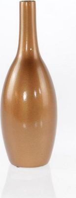Moderne Dekovase Blumenvase Flaschenvase Vase aus Keramik kupfer gold 15x42 cm