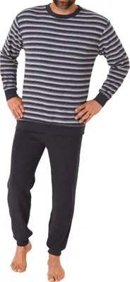 Produktbild von Edler Herren Frottee Pyjama Schlafanzug mit Bündchen - auch in Übergrößen - 212 101 13 754 ; grau , 50