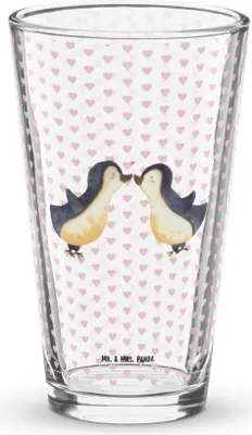 Produktbild von Mr. & Mrs. Panda Longdrinkglas Pinguin Liebe - Transparent - Geschenk, Freundin, Bierglas, Glas, Hochzeit, Wasserglas, Vertraut, Tumbler, Geschenkidee, Verlobter
