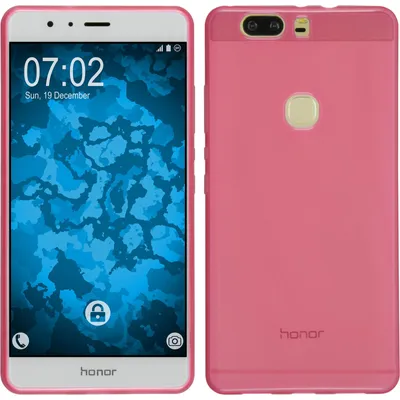 Produktbild von PhoneNatic Case kompatibel mit Huawei Honor V8 - rosa Silikon Hülle transparent + 2 Schutzfolien