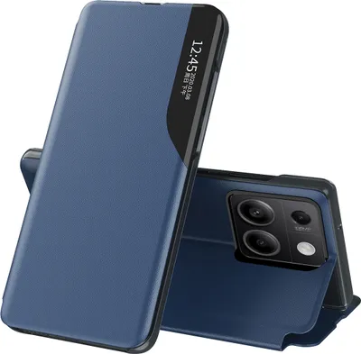 Obrázek produktu pro Flipové pouzdro pro Xiaomi Redmi Note 13 4G,Polyuretankůže pouzdro s okénkem a funkcí stojánku modré