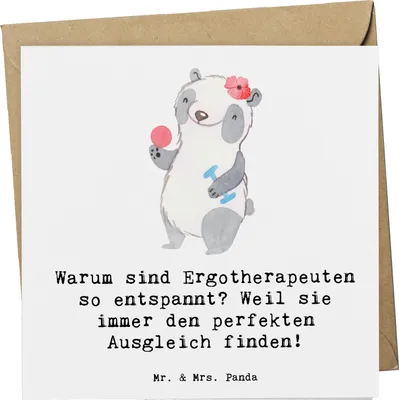 Produktbild von Mr. & Mrs. Panda Klappkarte Ergotherapeutin Balance - Weiß - Geschenk, Alltagsheldin, personalisierte Geschenke, doppelkarte, Berufe, anlasskarte, Grußkarte, Beruf