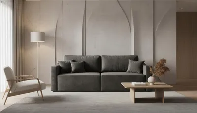 Produktbild von Wohnero24 Schlafsofa MONELLA 234 x 100 cm – modernes Sofa mit Schlaffunktion 154 x 200 cm & Bettkasten, RIVIERA Veloursstoff in Dunkelgrau