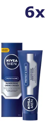 Produktbild von 6x Nivea Rasiercreme – Protect & Care für normale bis trockene Haut 100 ml